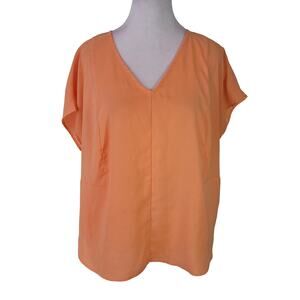 Chico's Size 2 US L Boxy Bright Coral Side‎ Dart Lightweight T-shirt Blouse